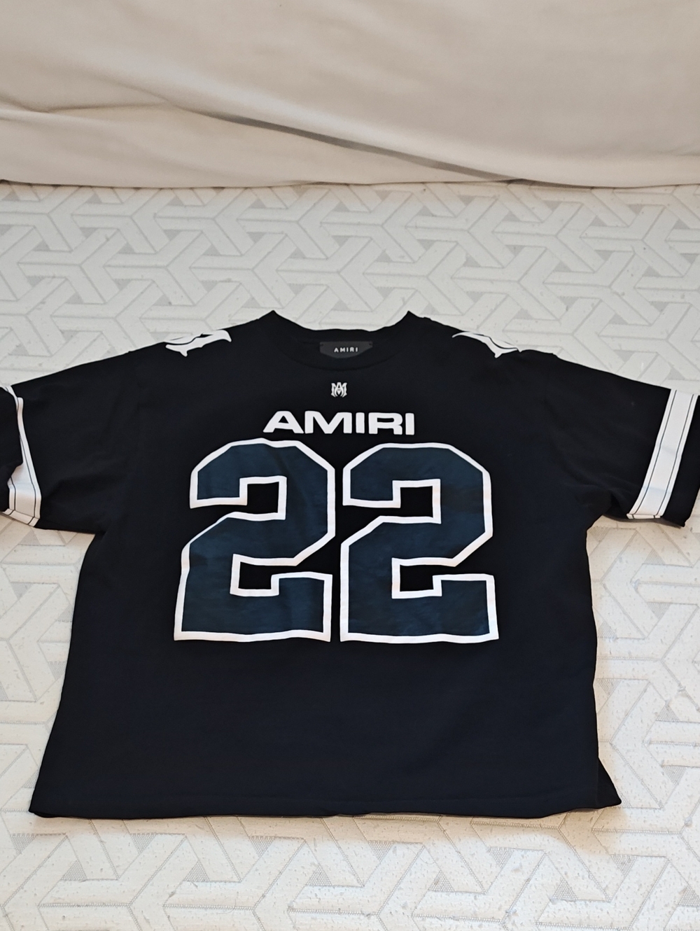 AMIRI Black Jersey Tee with White-Trim '22' Graphic Size M
